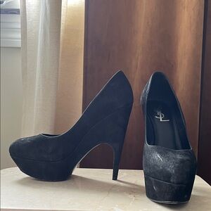 YSL Black Suede Platform Pumps